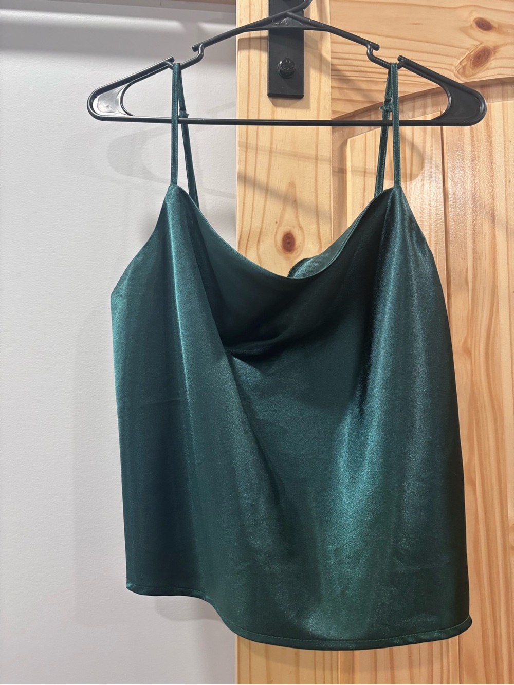 fresh Emerald Green Satin Cowl Cami
